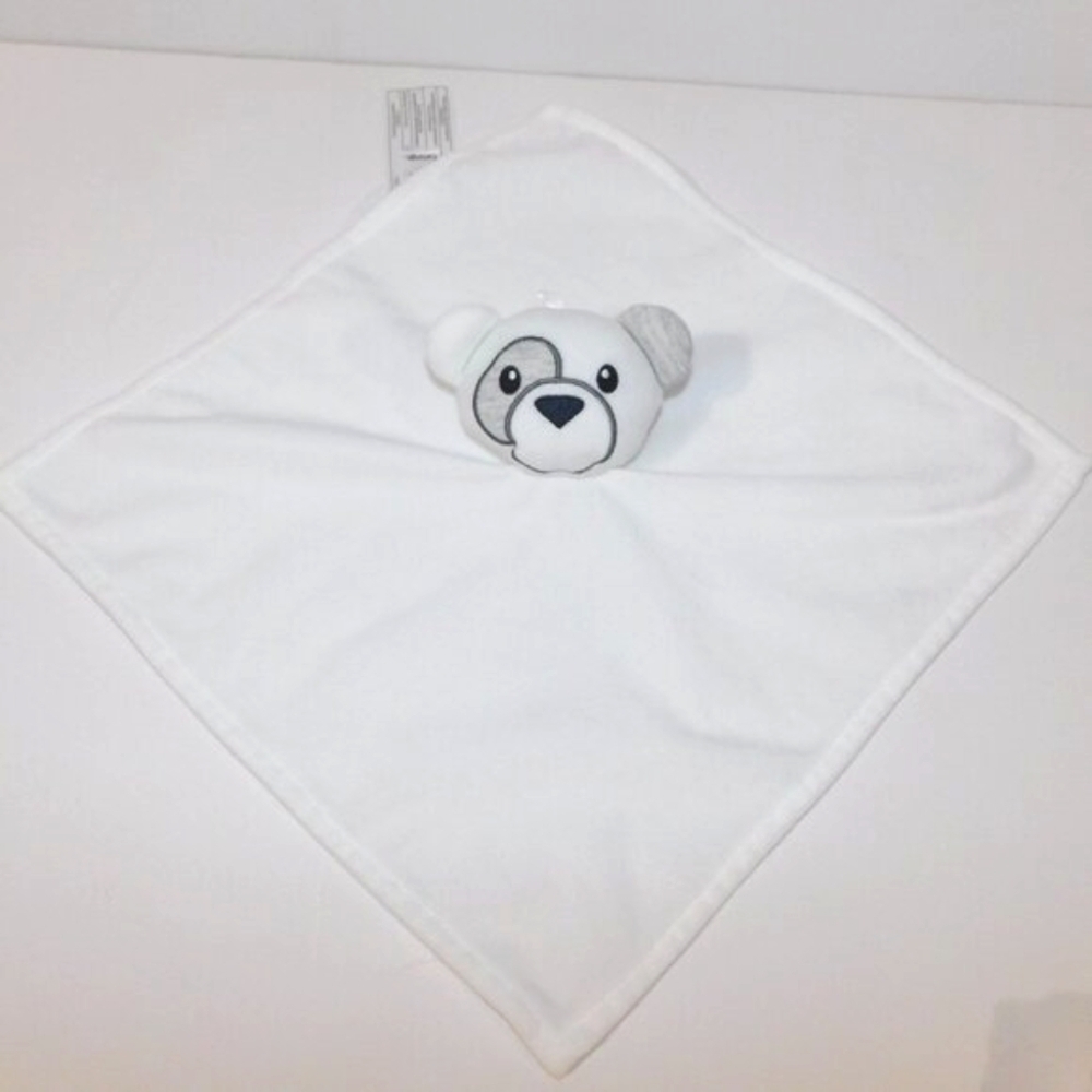 George White Gray Teddy Bear Security Blanket Baby Infant Lovey Nunu Plush